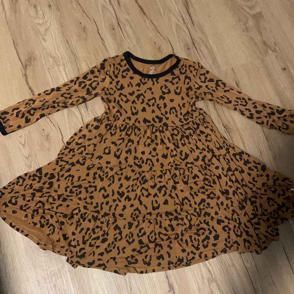 kyte BABY tiered twirl dress in cheetah print 5t
